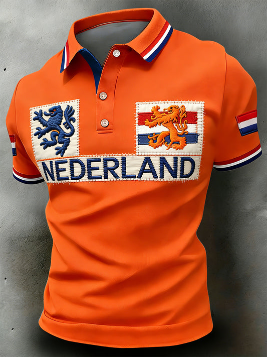 Herenpolo met Koningsdagprint