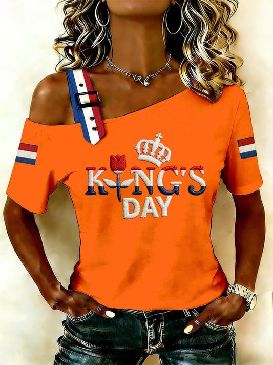 Dames Nederlandse Koningsdag Print Tank Top T-shirt