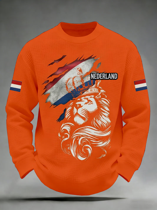 Herenoverhemd met lange mouwen en print van de Nederlandse Koningsdag