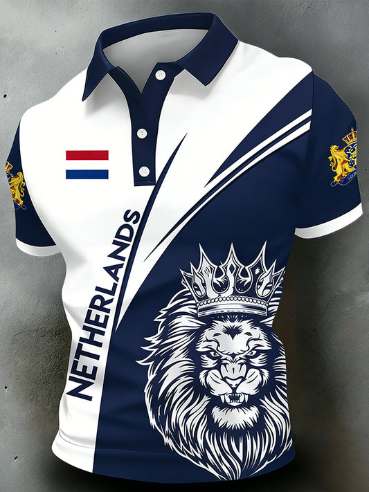 Poloshirt met Nederlandse koningsdag voor heren