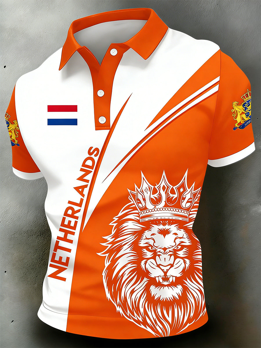 Herenpolo met Koningsdagprint