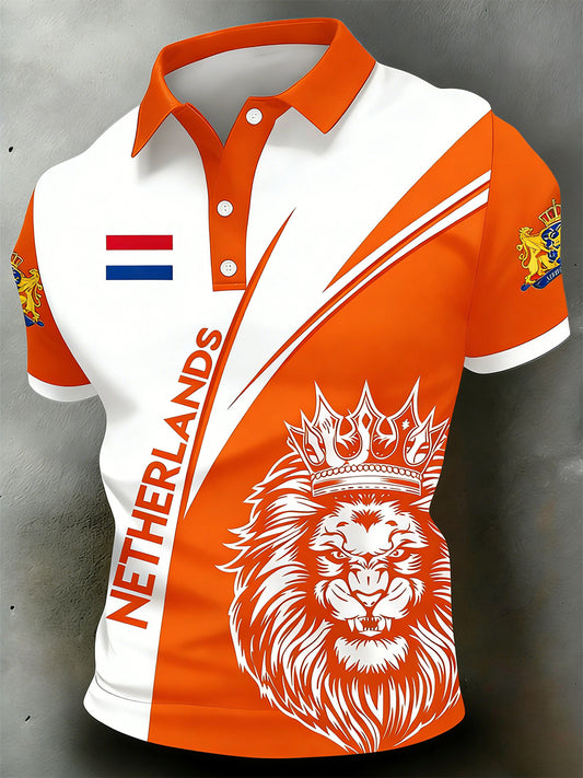 Herenpolo met Koningsdagprint