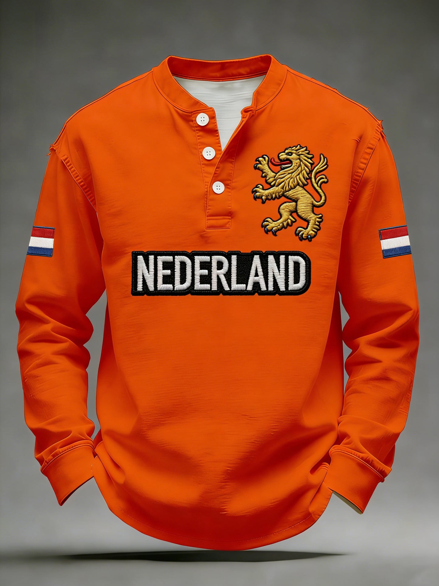Heren T-shirt met lange mouwen en print voor de Nederlandse Koningsdag