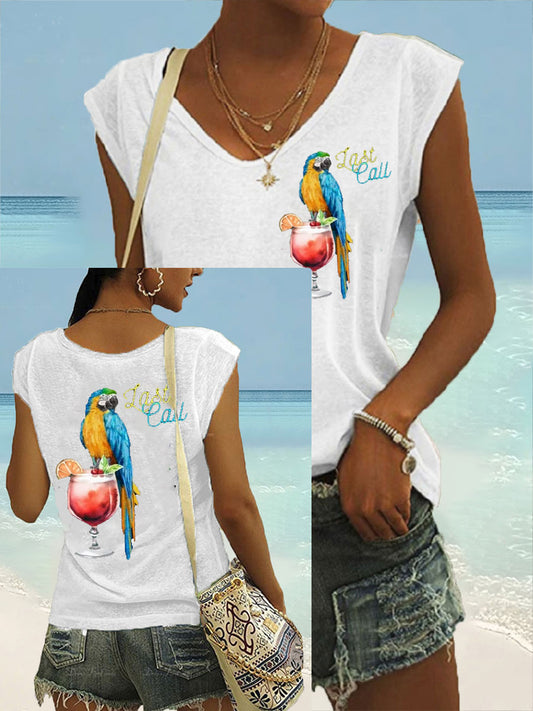 Dames Jimmy Buffet stijl Het is 5 uur overal gekleurd katoen T-shirt