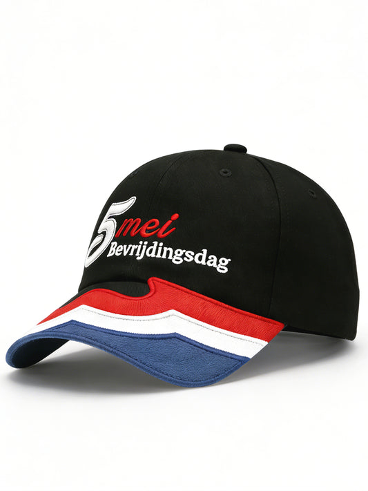 Nederlandse Vlag Bevrijdingsdag Print Zwarte Casual Hoed
