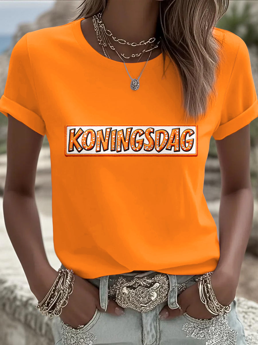 Dames Nederlandse Koningsdag Print Casual T-shirt