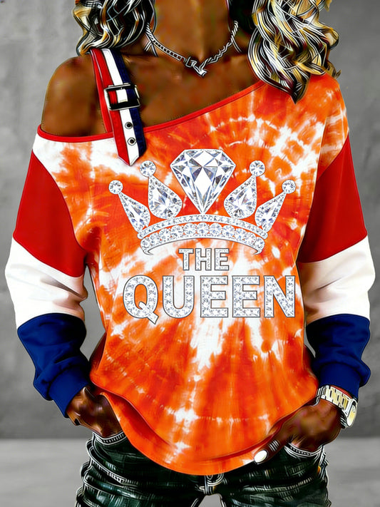 Dames Nederlandse Koningsdag Herdenkingsopdruk Casual T-shirt