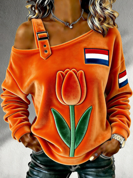 Dames Nederlandse Koningsdag Herdenkingsopdruk Casual T-shirt