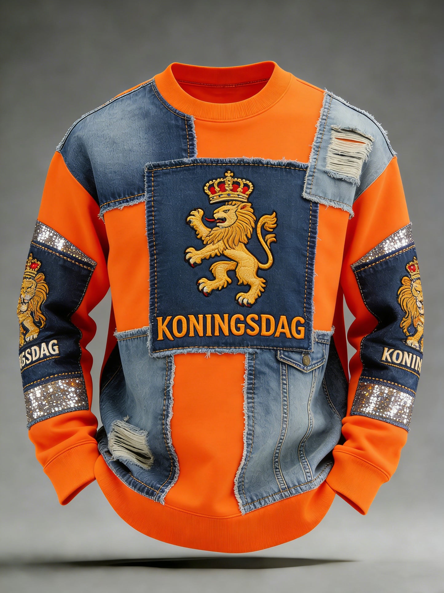 Vintage casual sweatshirt voor Nederlandse koningsdagvieringen