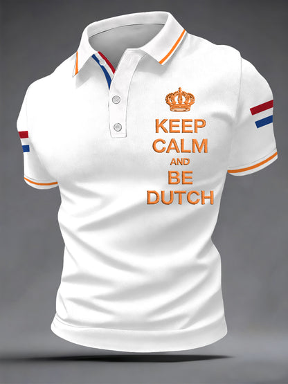 Herenhouden kalm en zijn Nederlands Nederland Vlag Print Casual Polo