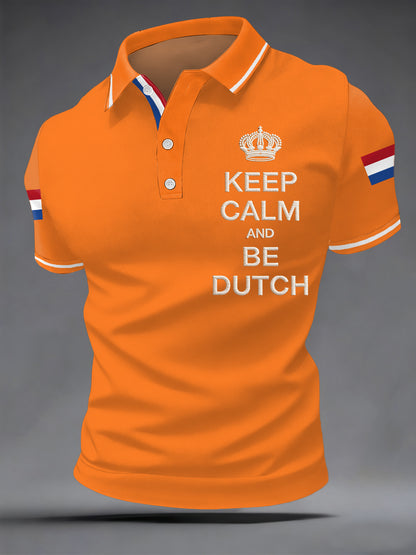Herenhouden kalm en zijn Nederlands Nederland Vlag Print Casual Polo