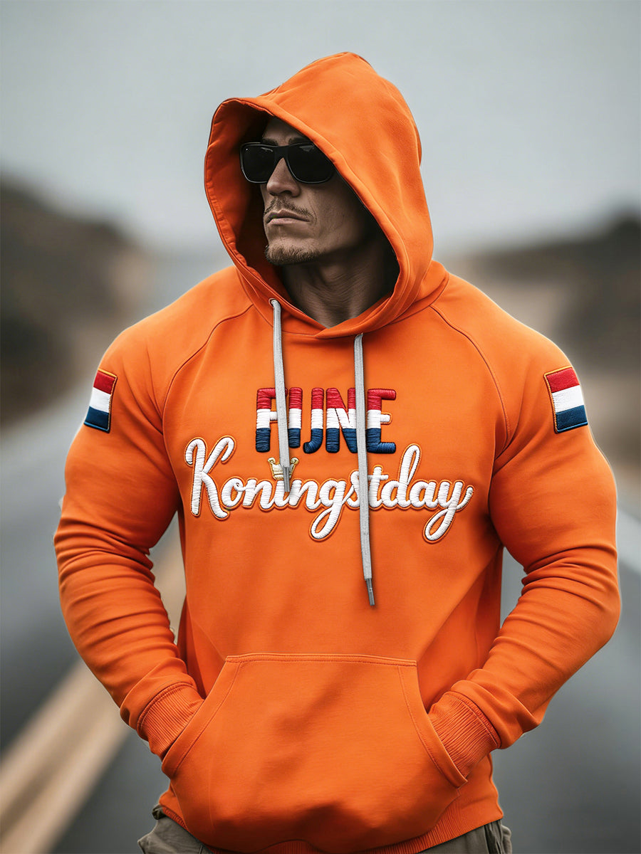 Heren Nederlands Koningsdag 3D-geprint casual raglanmouwen hoodie