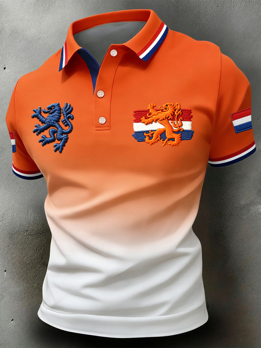 Retro Nederlandse Koningsdag-verloop casual poloshirt