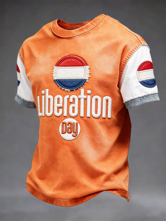Nederland Bevrijdingsdag 3D Patchwork Print Casual T-shirt