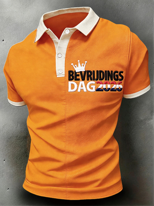 Holland Bevrijdingsdag 2026 Bedrukt casual poloshirt voor heren