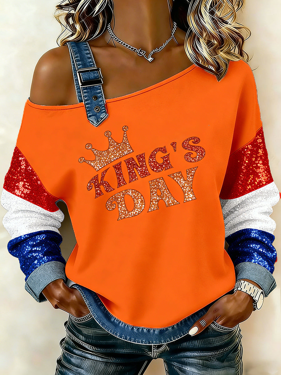 Dames Nederlandse Koningsdag Print Camisole Sweatshirt