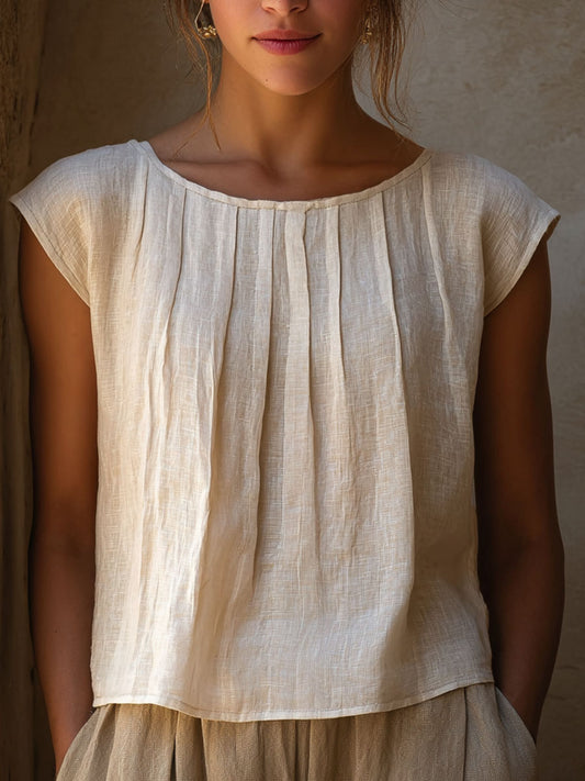 Eenvoudig effen linnenshirt voor dames