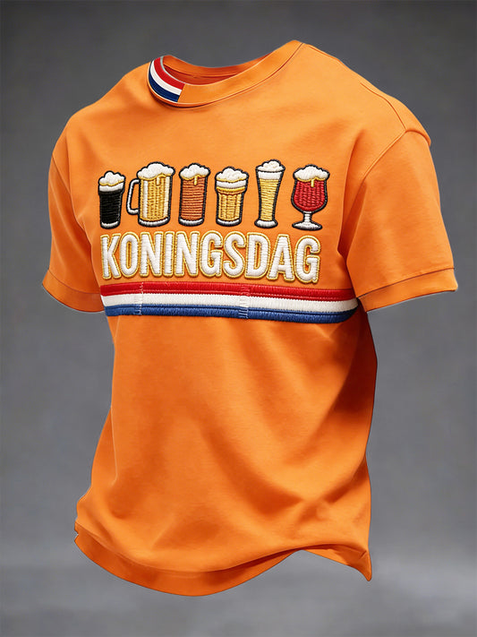 Heren Nederlandse Koningsdag Bier 3D Gedrukt Oranje T-shirt