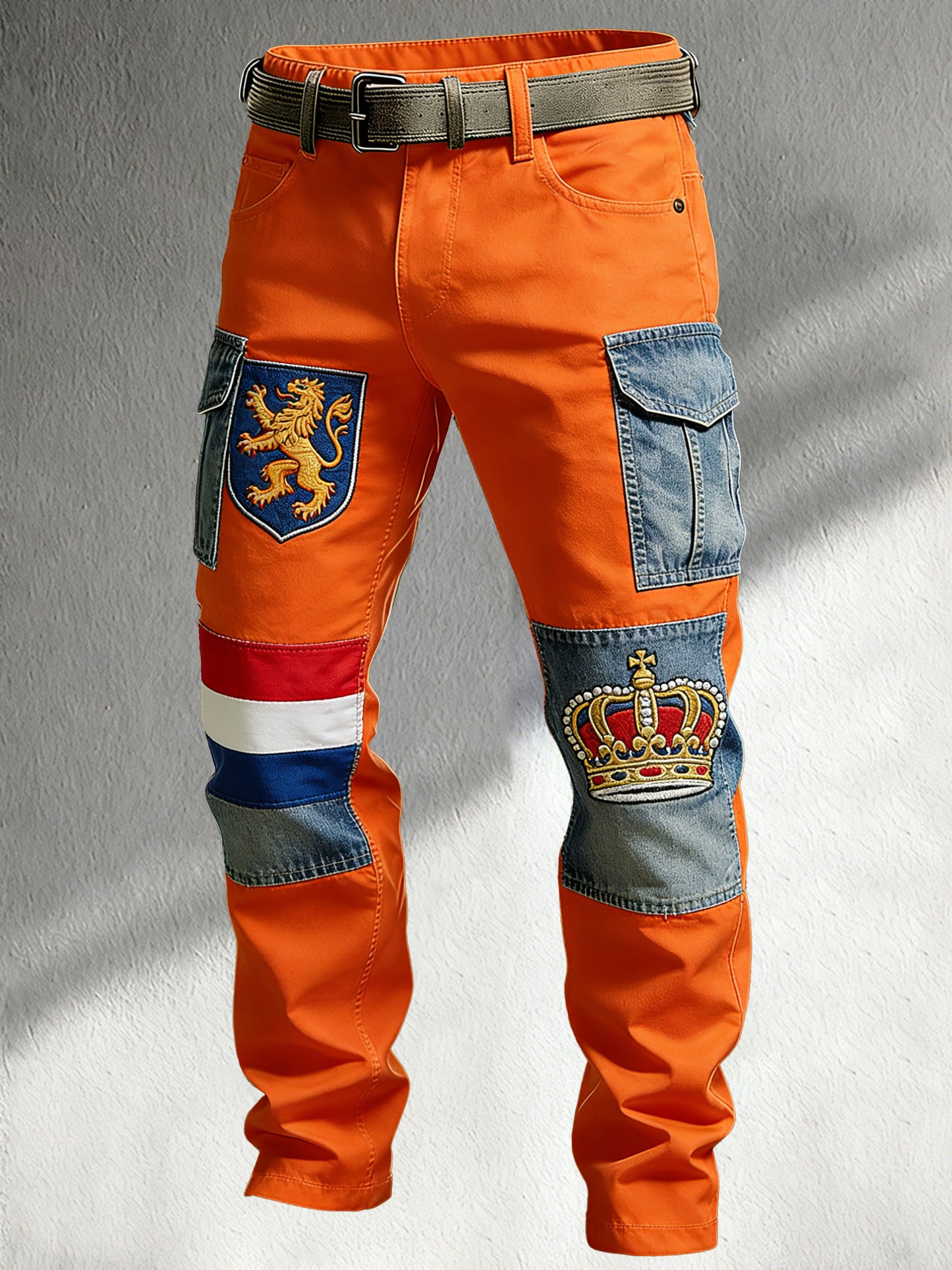 Herendag Nederlandse Koning Herdenking Art Patchwork Print Casual Broeken