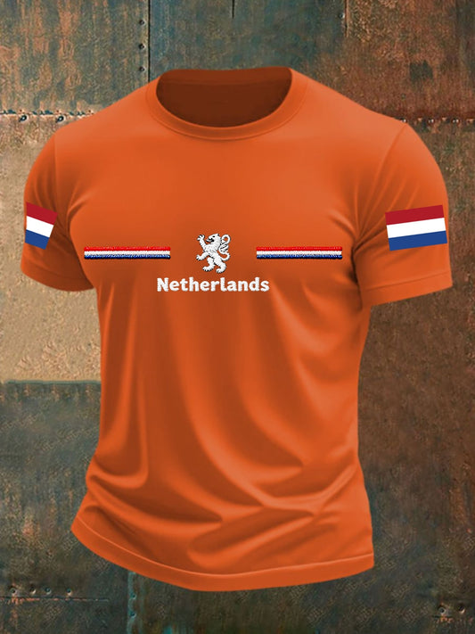 Koningsdag katoenen T-shirt met korte mouwen voor heren