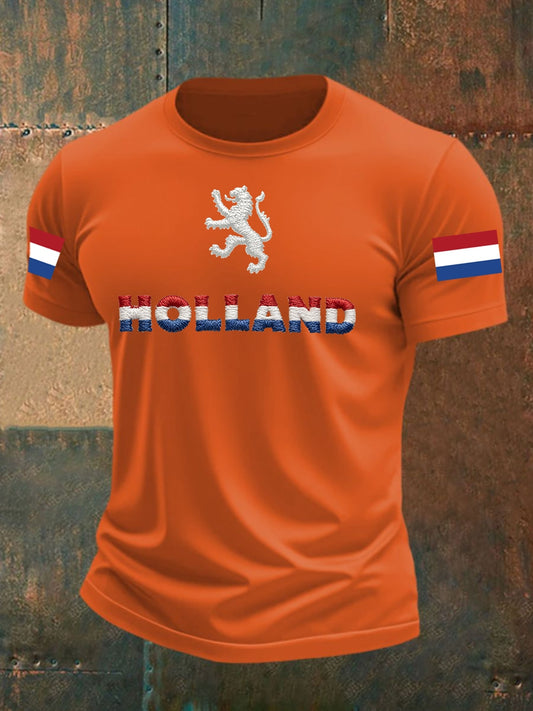 Heren T-shirt voor Koningsdag van katoen met korte mouwen