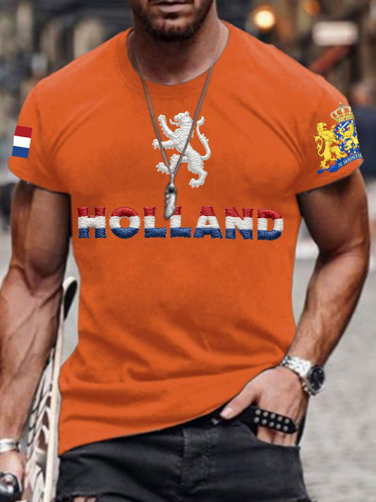 Heren T-shirt voor Koningsdag van katoen met korte mouwen