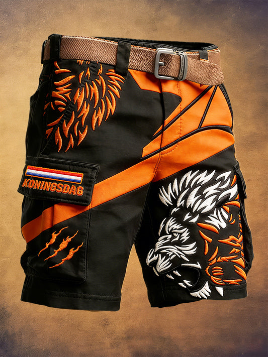 Nederlandse koningsdag leeuwenprint vrijetijdsbroeken werkkleding heren