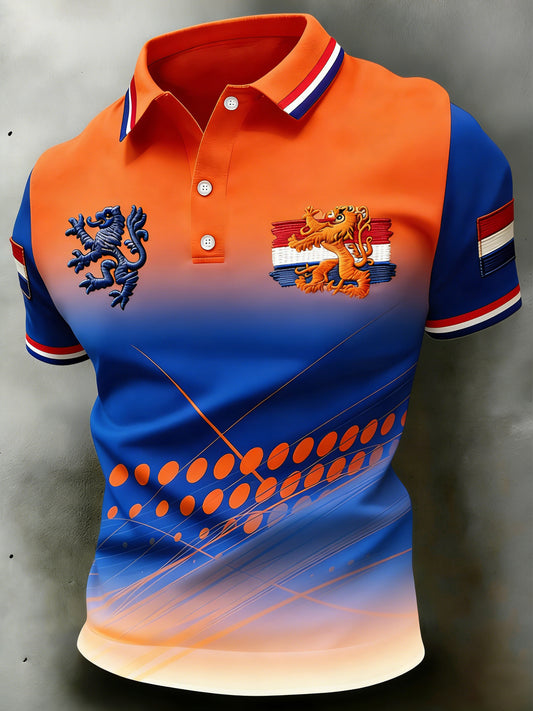 Poloshirt met koningsdagprint voor heren
