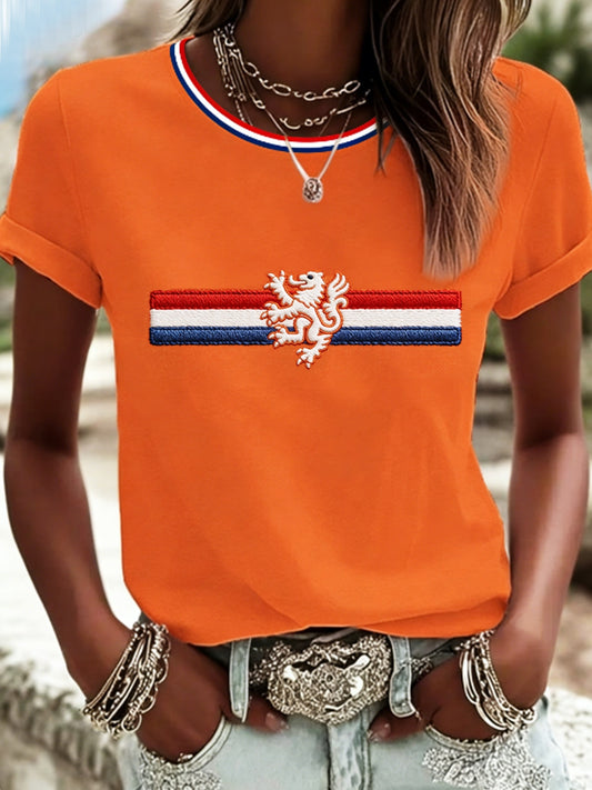 Dames T-shirt met korte mouwen voor Koningsdag