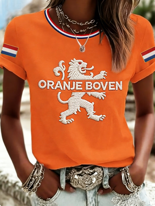 Dames T-shirt met korte mouwen voor Koningsdag