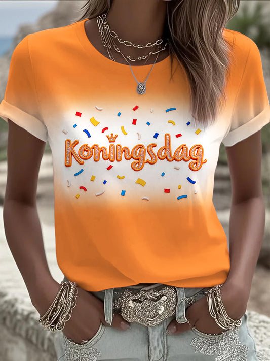 Oranje T-shirt met gradiënt voor dames