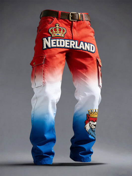 Retro King's Day gradiënt casual werkbroek