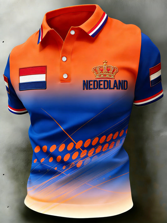 Herenpolo met koningsdagprint
