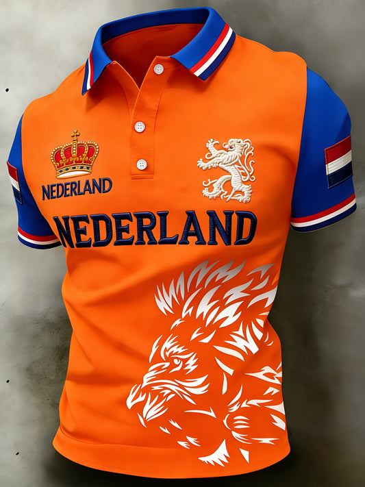 Herenpolo met koningsdagprint