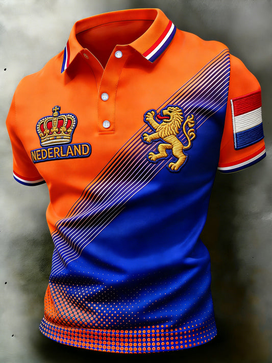 Herenpolo met koningsdagprint