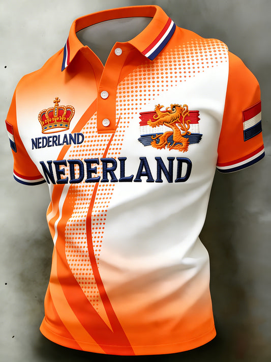 Herenpolo met koningsdagprint