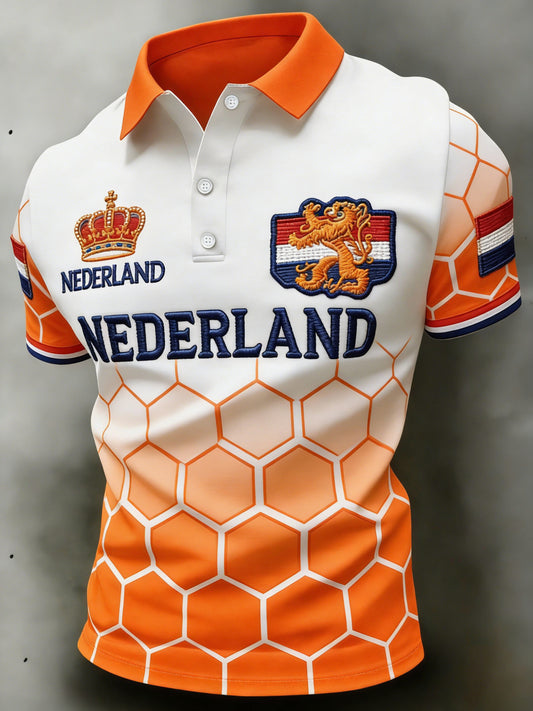 Herenpolo met koningsdagprint
