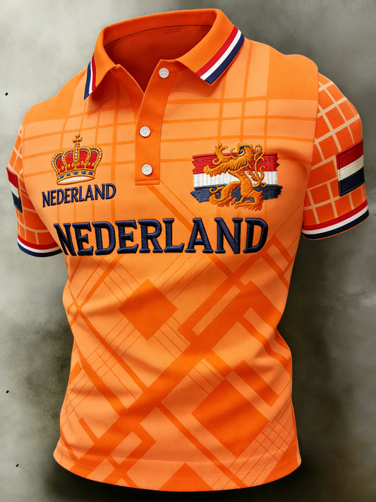 Herenpolo met koningsdagprint