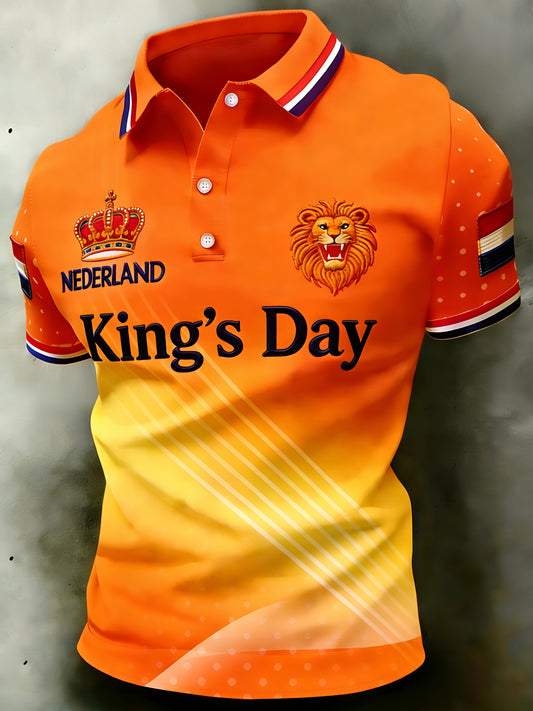 Herenpolo met koningsdagprint