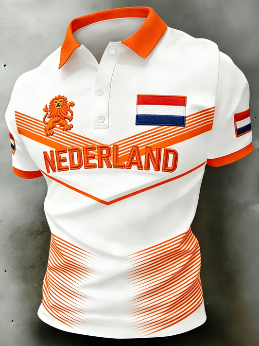 Herenpolo met koningsdagprint