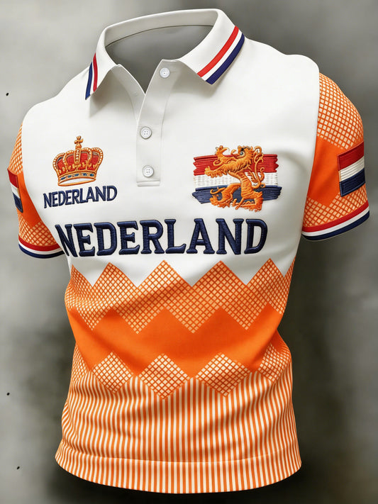 Herenpolo met koningsdagprint