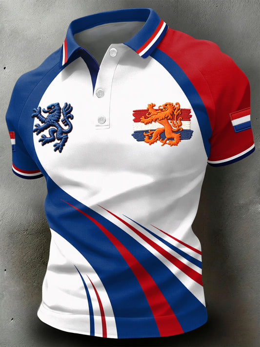 Retro King's Day artistiek casual poloshirt