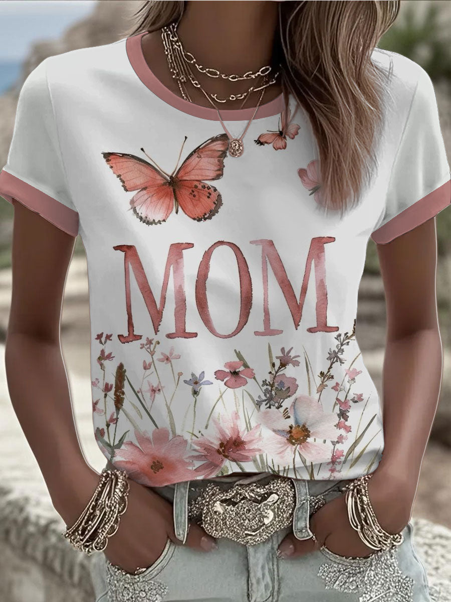 Gepersonaliseerde MAMM bedrukte T-shirt met korte mouwen voor dames