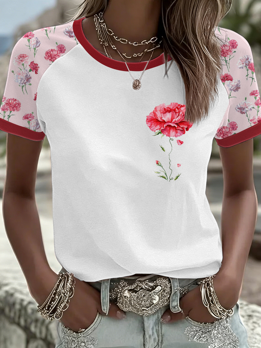 Dames Anjers voor Moederdag T-shirt met ronde hals en korte mouwen