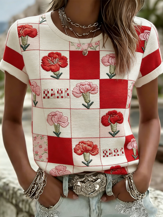 Dames anjers voor Moederdag T-shirt met korte mouwen