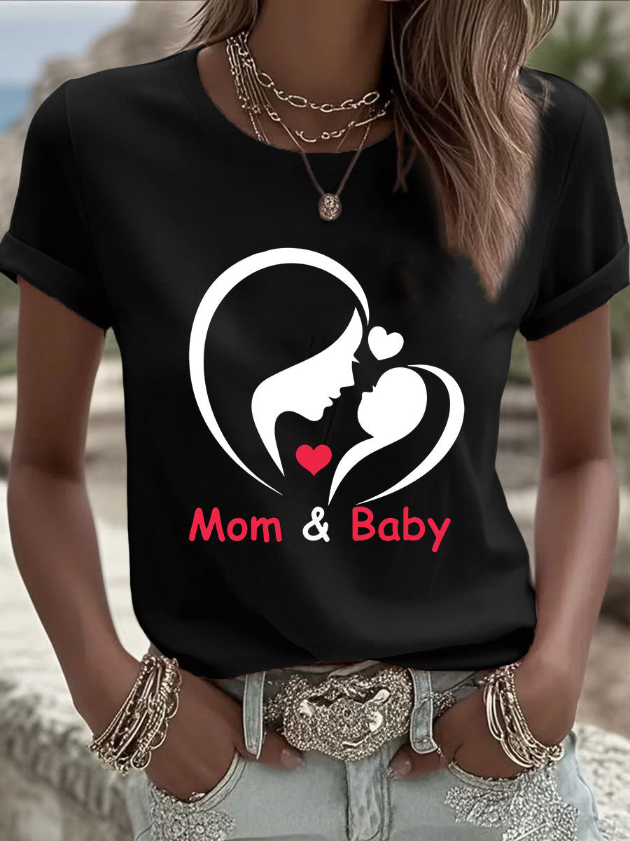 Dames T-shirt met print voor Moederdag, casual