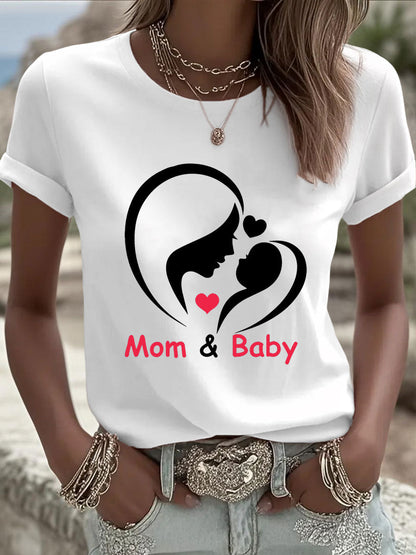 Dames T-shirt met print voor Moederdag, casual