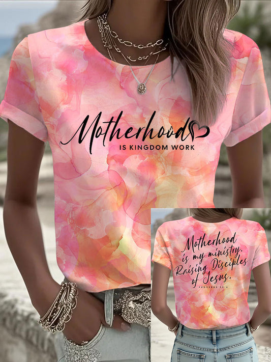 Dames 'Moederschap is Koninkrijkswerk' bedrukt casual t-shirt