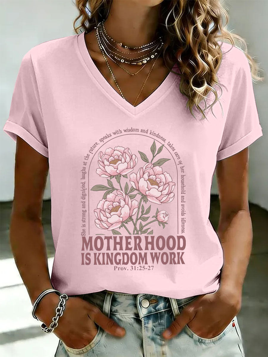 Dames 'Moederschap is Koninkrijkswerk' bedrukt casual t-shirt