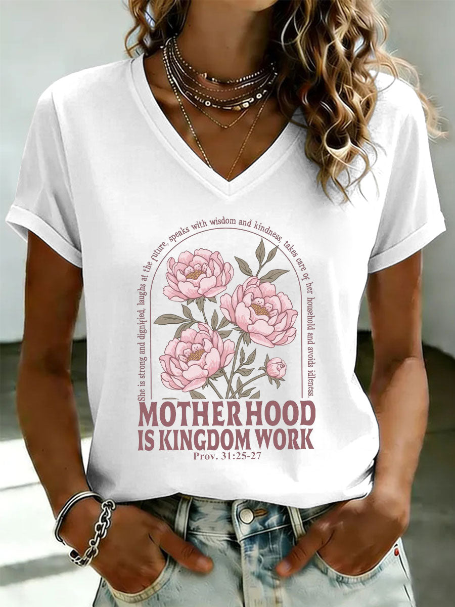 Dames 'Moederschap is Koninkrijkswerk' bedrukt casual t-shirt